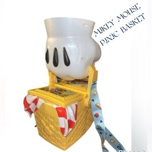 Kids Fun Disney Mickey & Minnie's Yellow Basket White Glove Runaway PicnicBucket